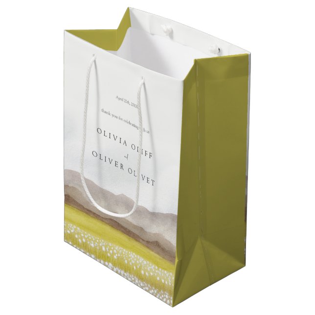 Prairies in Bloom Wedding Medium Gift Bag (Front Angled)