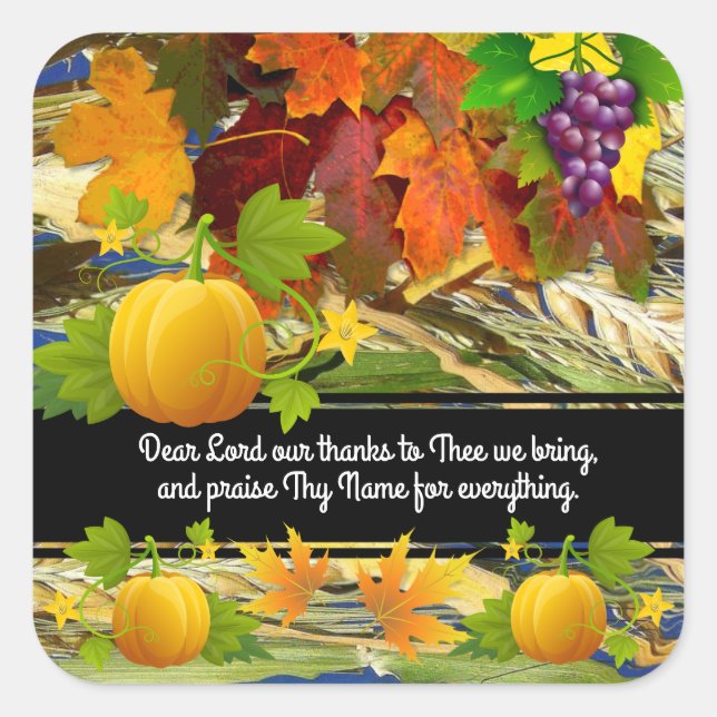 Praise and Thanksgiving Fall Square Sticker (Front)