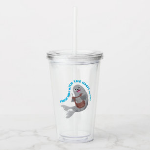 Praise cute harp seal scripture bible verse psalm acrylic tumbler