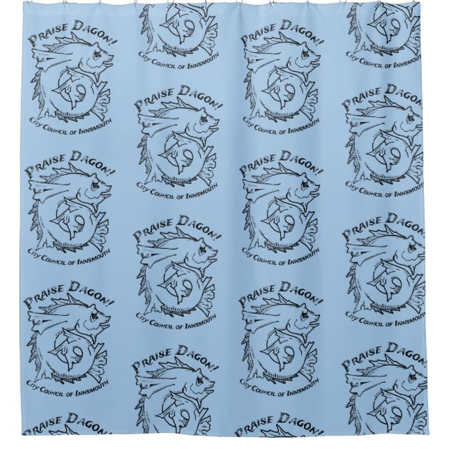 Praise Dagon Innsmouth Lovecraft Fish Horror Shower Curtain (Front)