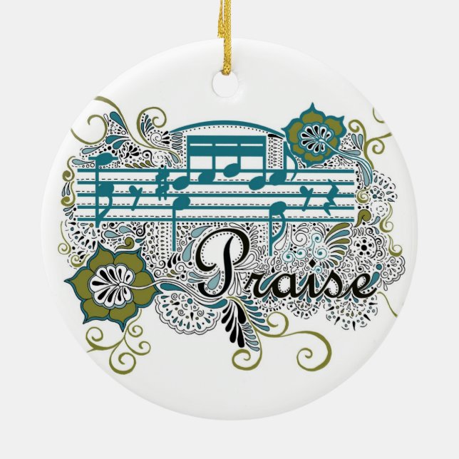 Praise Henna Design Ceramic Tree Decoration (Back)