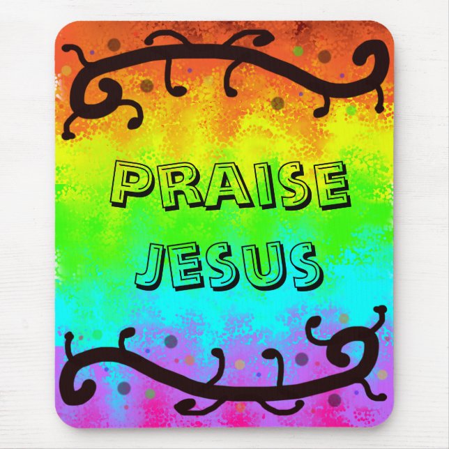 Praise Jesus Rainbow Mousepad (Front)