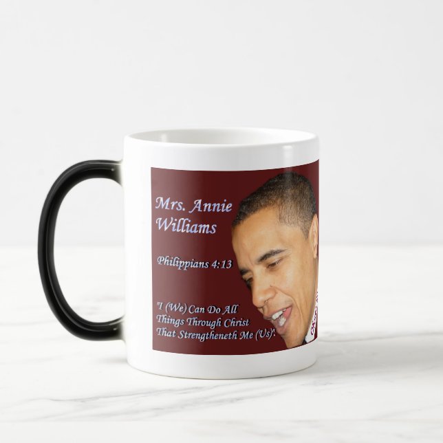 Praise Mug- Personalised - Add your Name & photo Magic Mug (Left)