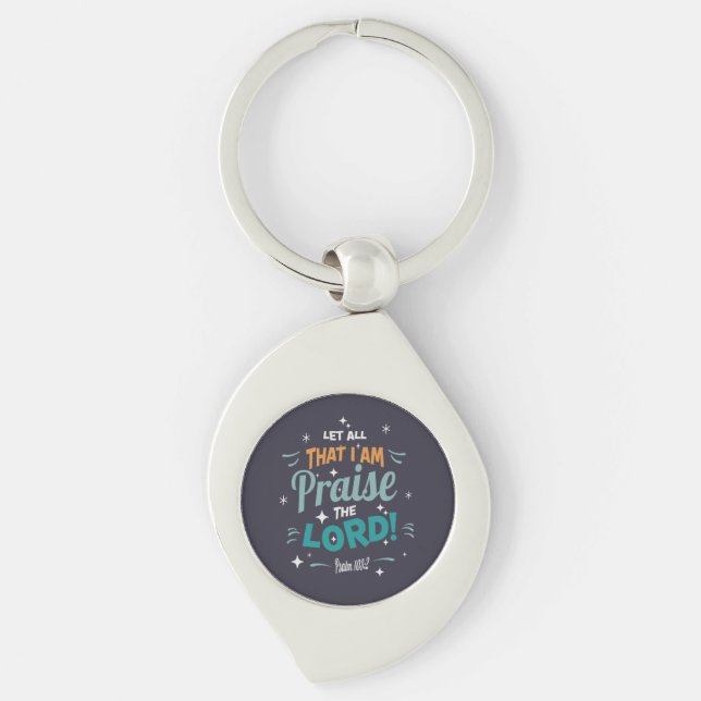 Praise Scripture Joyful Teal  Key Ring (Front)