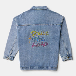 ‘Praise the LORD’ Christian Quote with Cross Denim Jacket