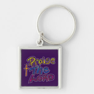Praise the LORD Colourful Purple Christian  Key Ring