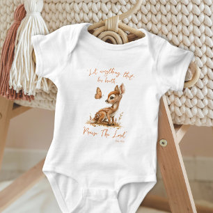 Praise The Lord Deer And Butterfly Christian Baby Bodysuit