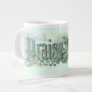 "Praise The Lord" Vintage Christian Art mint green Large Coffee Mug