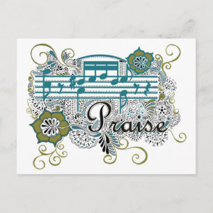Praise with Musical Notes Postcard