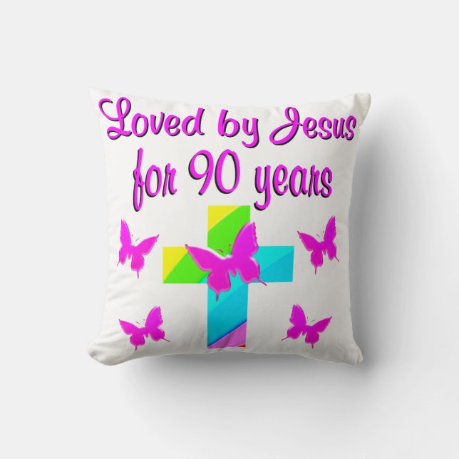PRAISING GOD 90TH BIRTHDAY CUSHION (Front)