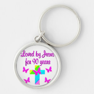 PRAISING GOD 90TH BIRTHDAY KEY RING