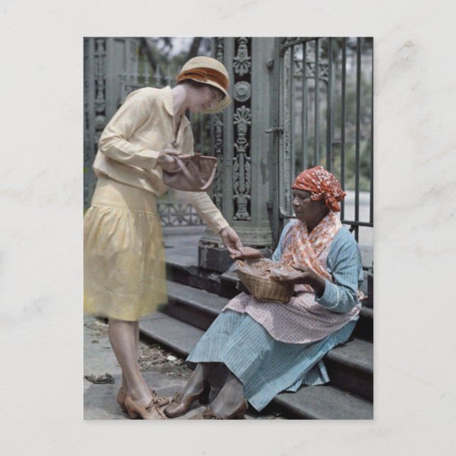 Praline Sales Jackson Square French Quarter 1920's Postcard (Front)