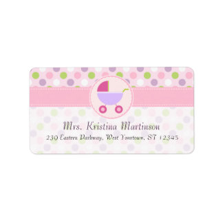 Pram and Polka Dots Address Label