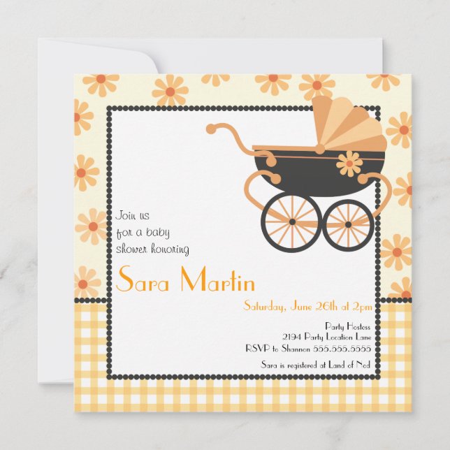 Pram Baby Shower Invitation (Front)