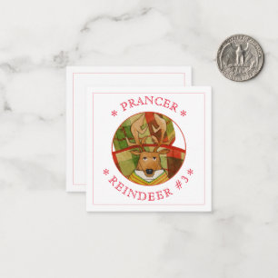PRANCER REINDEER 2.5" Square Flat Card