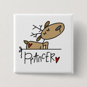 Prancer Reindeer Christmas T-shirts and Gifts 15 Cm Square Badge