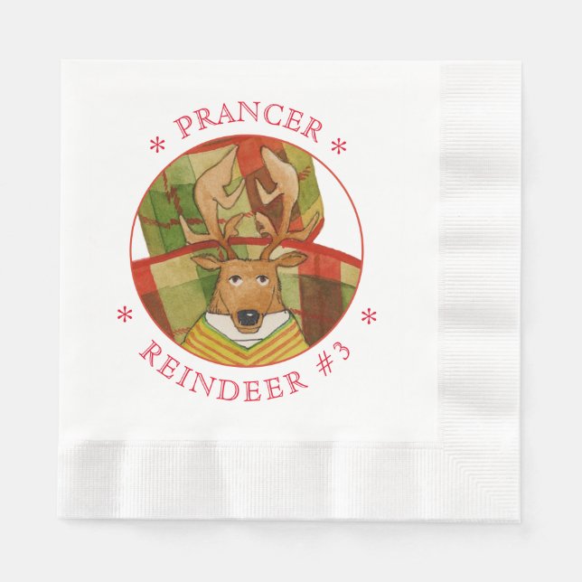 PRANCER REINDEER Coined Luncheon Paper Napkins (Front)
