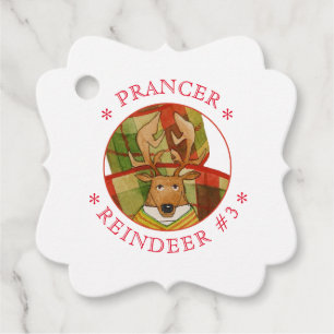 PRANCER REINDEER Fancy Square Favour/Gift Tags