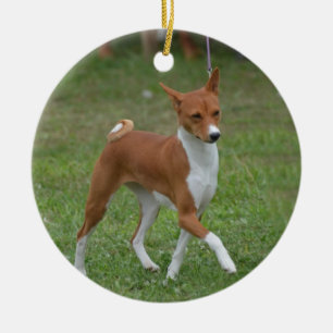 Prancing Basenji Dog Ceramic Tree Decoration