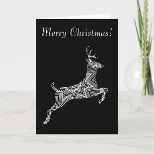 Prancing Deer Young Buck Pattern Merry Christmas Holiday Card