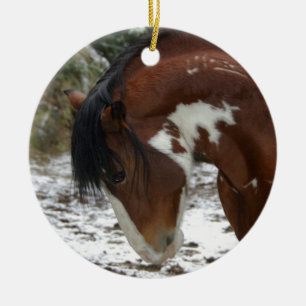 Prancing in Snow Ceramic Tree Decoration