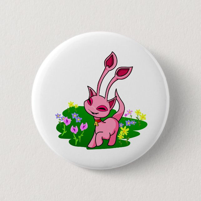 Prancing pink Aisha through flowers 6 Cm Round Badge (Front)