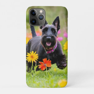 Prancing Scottish Terriers in grass and flowers Case-Mate iPhone Case