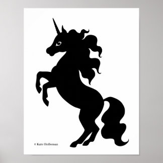 Prancing Unicorn - Minimalist Black and White Art Poster
