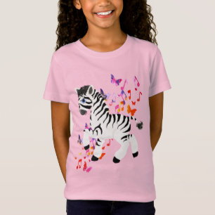 Prancing Zebra with Watercolor Notes & Butterflies T-Shirt