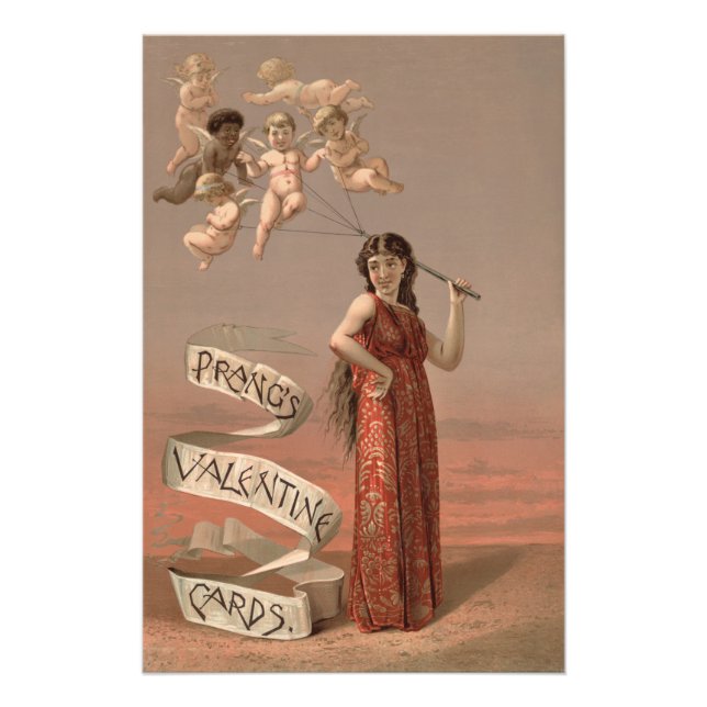 Prang's Valentine Cards AD, Woman & Cherubs Photo Print (Front)