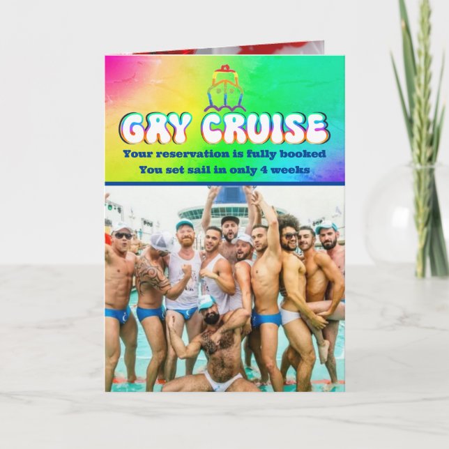 Prank Gay Cruise Birthday, Custom Wife Photo Card (Front)