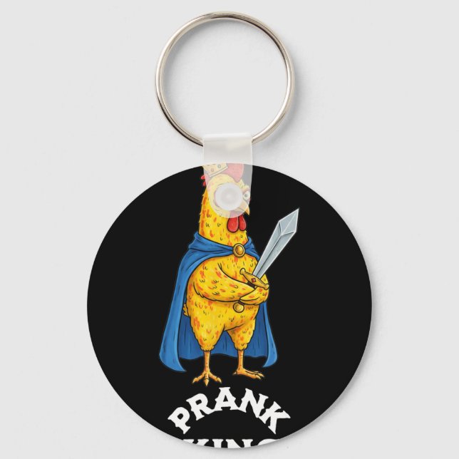 Prank King Rubber Chicken Funny April Fools Day Pr Key Ring (Front)