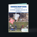 Prank Senior Package Christmas, Custom Dog Photo Card<br><div class="desc">Subscription confirmation Senior Citizen Premium package, prank greeting card. This is a fake confirmation card, but is actually a cute prank from the guy's dog or cat. It is both funny and cute, just be ready with your phone to catch all the funny faces. Laughter is the best gift.. well,...</div>