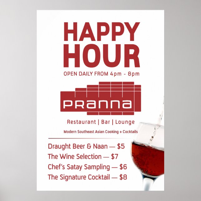 Pranna Happy Hour Poster Lighter Red (Front)