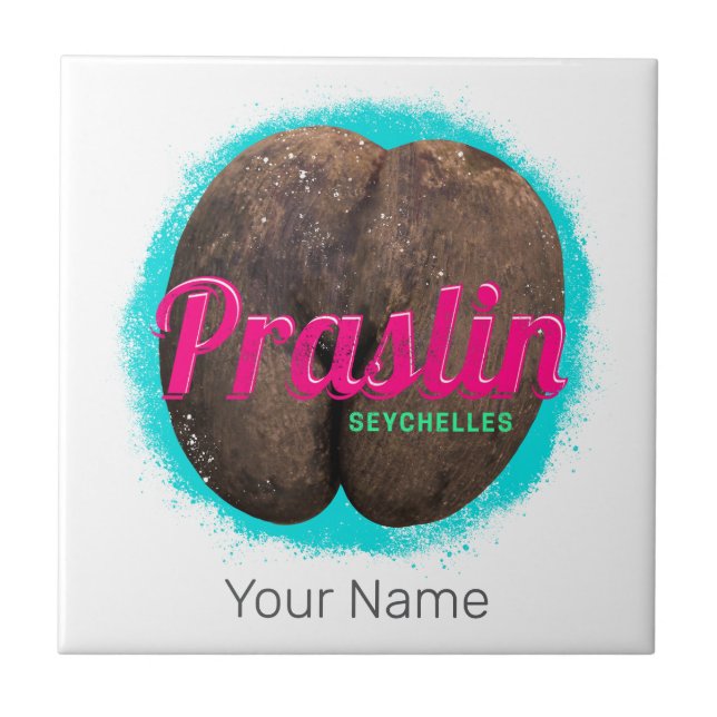 Praslin Seychelles Indian Ocean Vintage Souvenir Tile (Front)