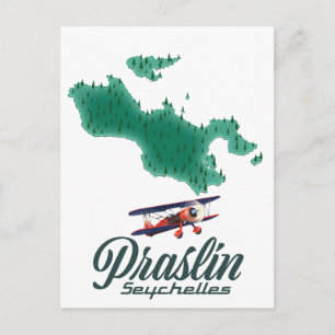 Praslin Seychelles map Postcard
