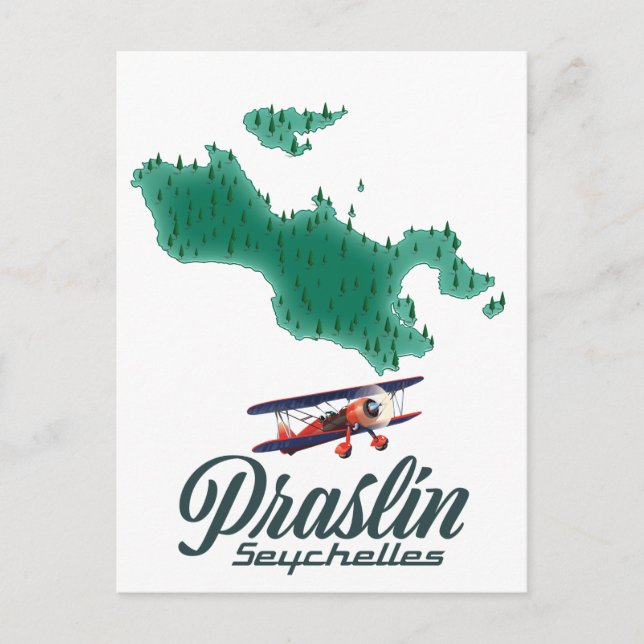 Praslin Seychelles map Postcard (Front)