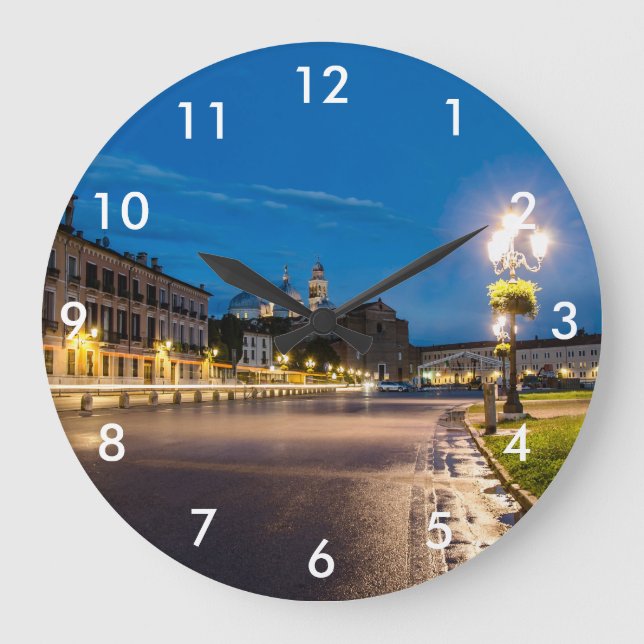 Prato della Valle at night in Padova, Italy Large Clock (Front)
