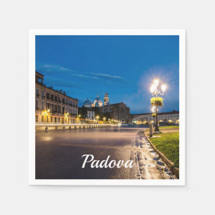 Prato della Valle at night in Padova, Italy Napkin