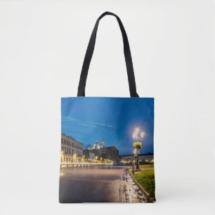Prato della Valle at night in Padova, Italy Tote Bag