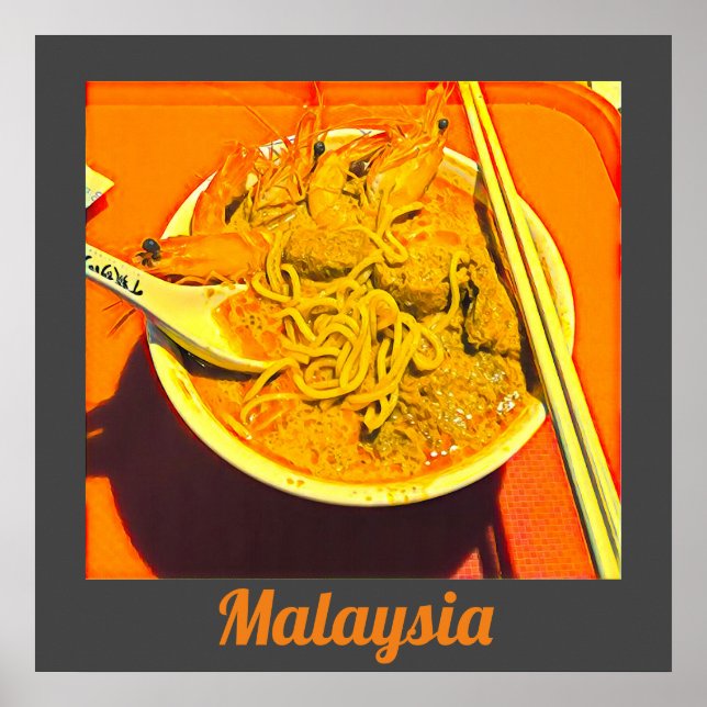 Prawn Laksa foodie Malaysia Asian travel Poster (Front)