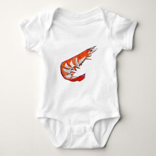 Prawn shrimp seafood kitsch art baby bodysuit