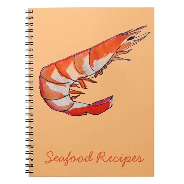 Prawn shrimp seafood kitsch art notebook (Front)