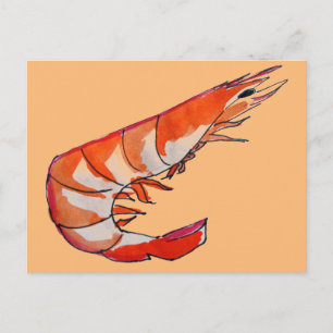 Prawn shrimp seafood kitsch art postcard