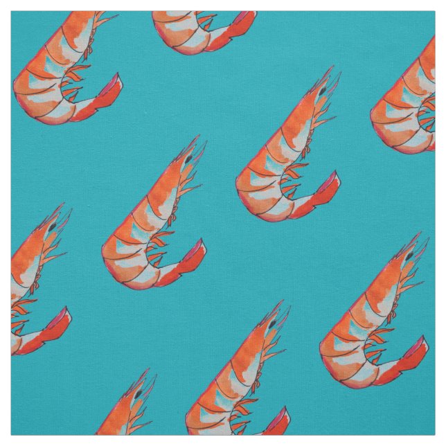 prawn / Shrimp seafood kitsch Fabric (Swatch)