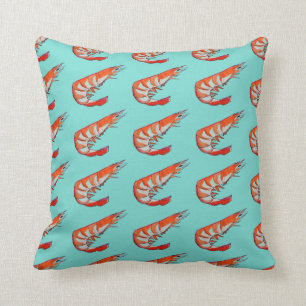 Prawn Shrimp seafood pattern illustration Cushion