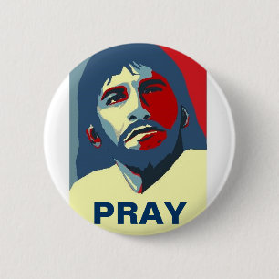PRAY 6 CM ROUND BADGE