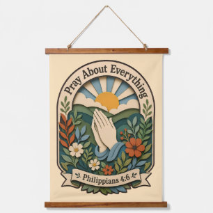 Pray About Everything Layered Boho Paper Cut Art Hanging Tapestry