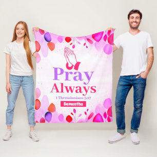 Pray Always Boho Christian Teen Girl Gift Fleece Blanket
