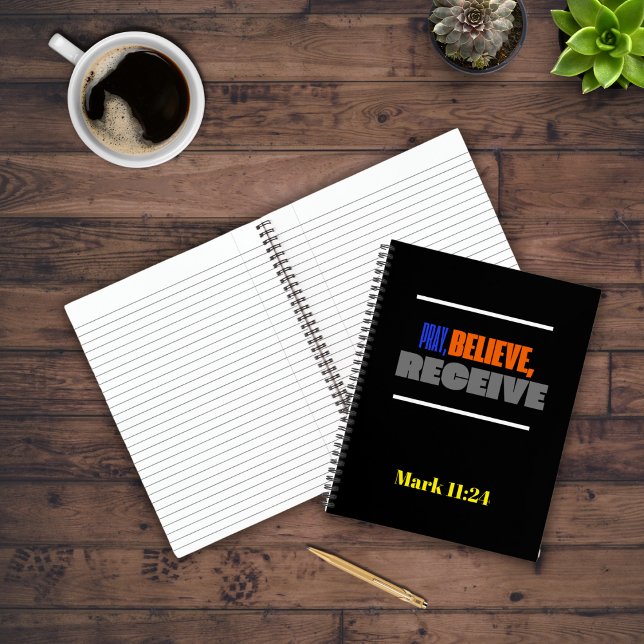 Pray. Believe. Receive. Faith Inspirational Quote Notebook (Creator Uploaded)